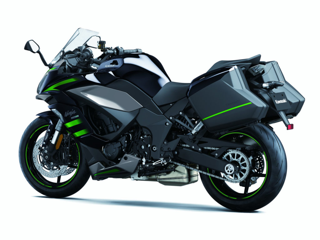 A 2020 Kawasaki Ninja 1000SX fitted with optional hard cases. Photo courtesy of Kawasaki.