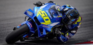 Sylvain Guintoli (50) as seen during the MotoGP pre-season test at Sepang International Circuit, in Malaysia. Photo courtesy of Team Suzuki Press Office.