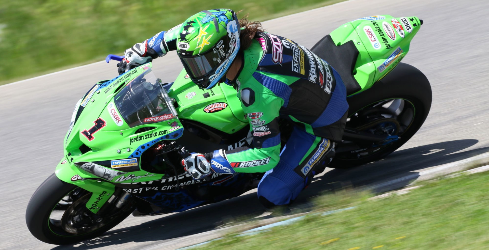 Jordan Szoke (1), the 13-time Canadian Superbike Champion, as seen in 2019. Photo by Rob O'Brien, courtesy of CSBK/PMP.