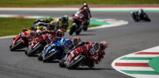 MotoGP: Events At Mugello And Catalunya Postponed, New Dates TBA Andrea Dovizioso (04) leading Alex Rins (42), Danilo Petrucci (9), Marc Marquez (93), and the rest of the field during the 2019 Italian Grand Prix at Mugello. Photo courtesy of Dorna/www.motogp.com.
