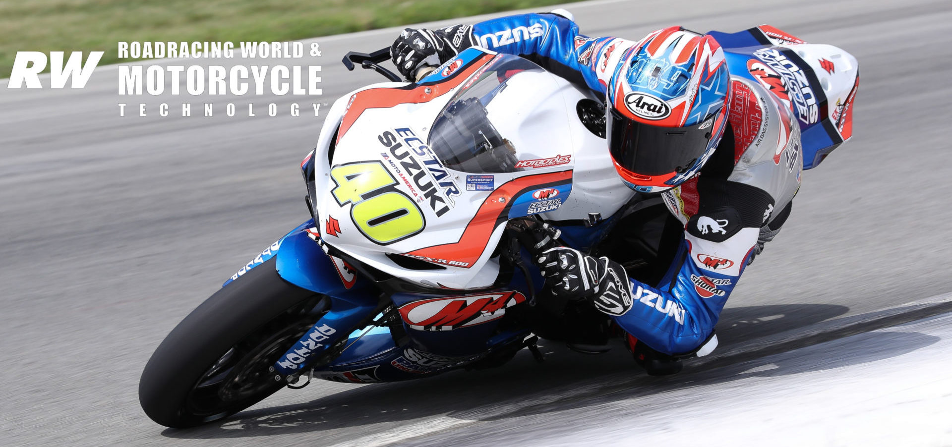 Sean Dylan Kelly (40) at speed on his M4 ECSTAR Suzuki GSX-R600 during the 2019 MotoAmerica Supersport Championship. Photo by Brian J. Nelson.