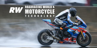 2019 MotoAmerica Supersport Champion Bobby Fong (50) riding his new M4 ECSTAR Suzuki GSX-R1000 Superbike in the wet during the official MotoAmerica pre-season test at Barber Motorsports Park. Photo by Brian J. Nelson.