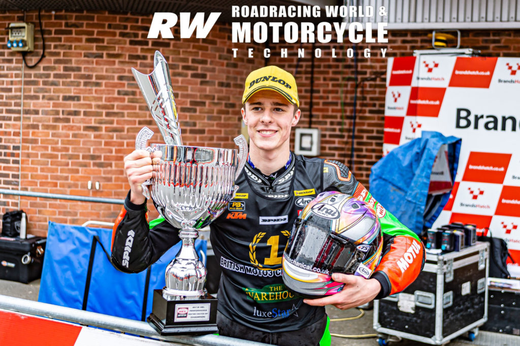 Brandon Paasch, the 2019 British Motostar (Moto3) National Champion. Photo by Barry Clay.