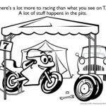 The Little Motorcycle coloring page two. Illustration by Jim Serfass.