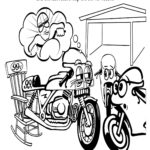 The Little Motorcycle Coloring Page Three. Illustration by Jim Serfass.