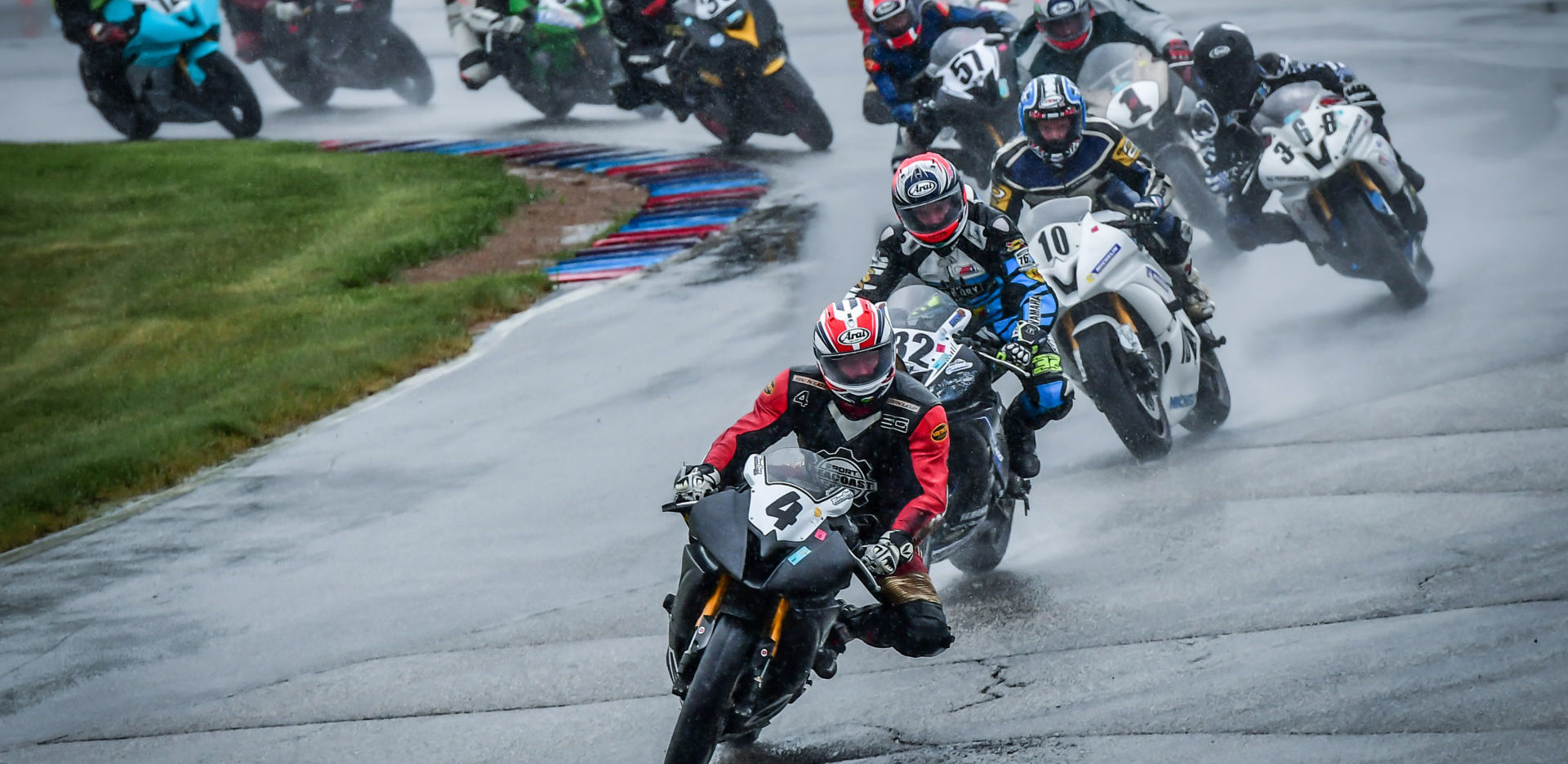 Scott Greenwood (4) leading a LRRS race at New Hampshire Motor Speedway in 2018. Photo courtesy of LRRS/NHMS.