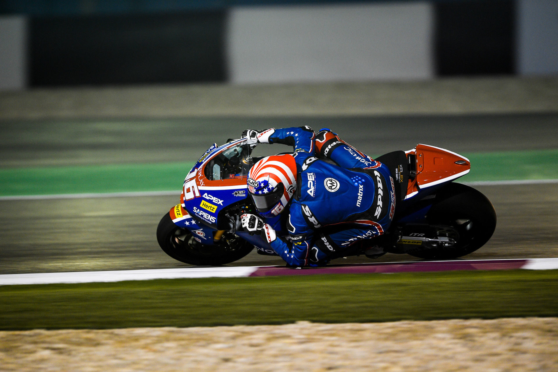 Joe Roberts (16) in action during the 2020 Moto2 World Championship opening round at Losail International Circuit, in Qatar. Photo courtesy of American Racing Team.