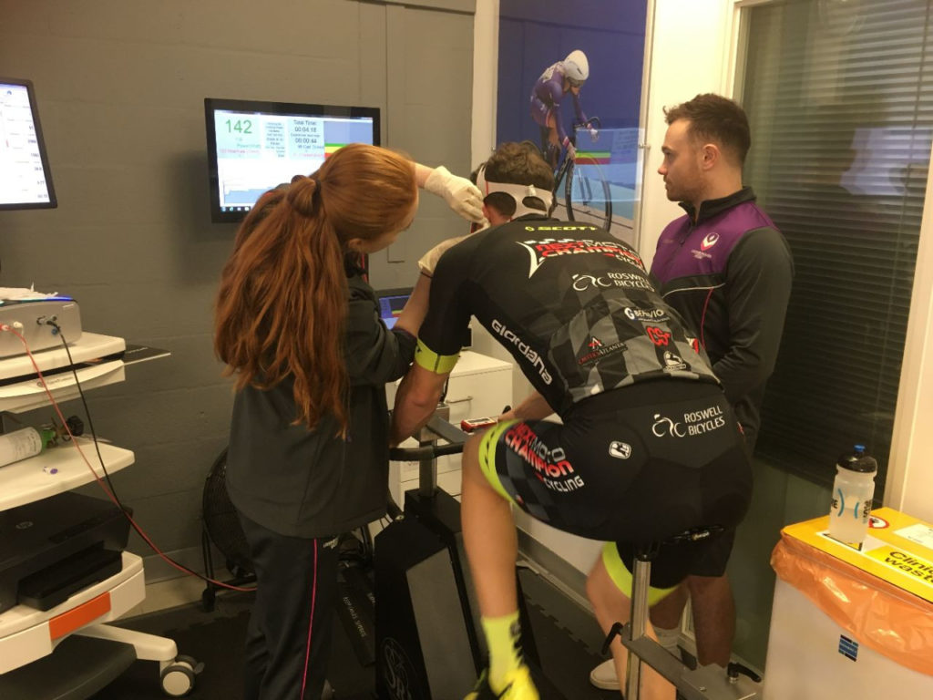 American Garrett Gerloff cycling during a fitness test at Loughborough Sport at Loughborough University in the UK. Photo courtesy of Yamaha.