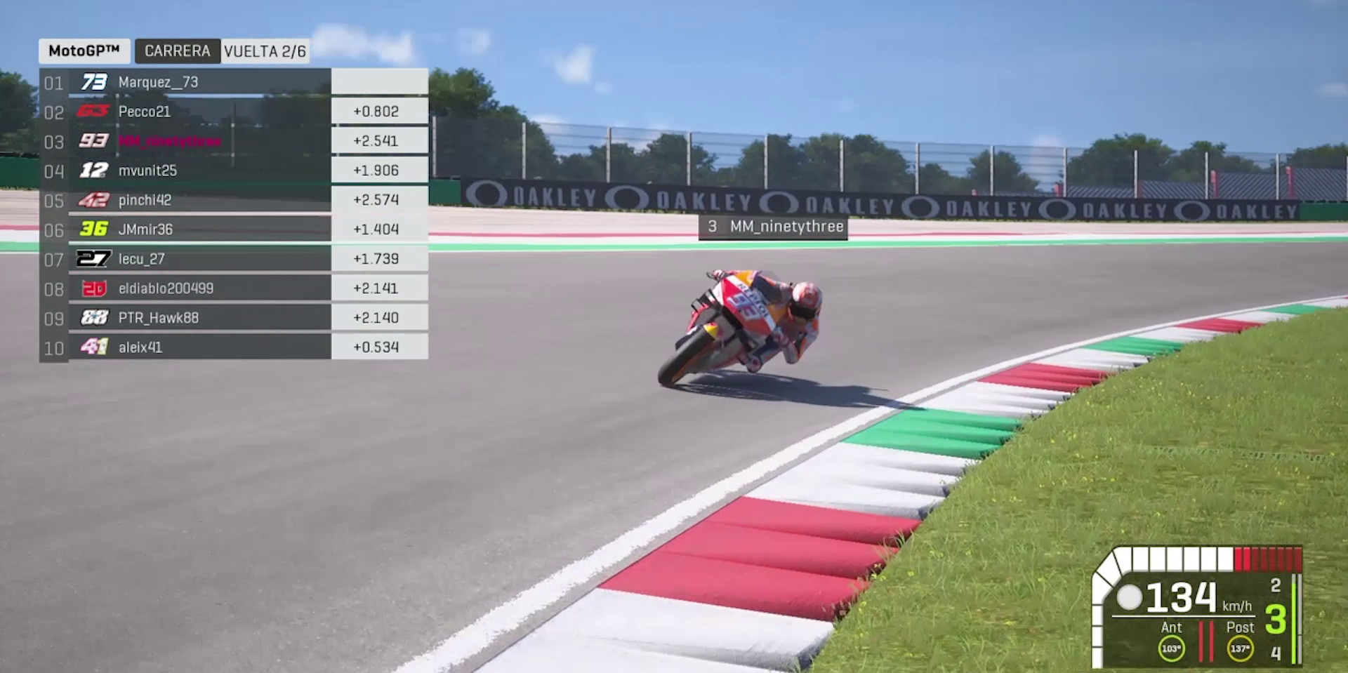 Marc Marquez (93), as seen during the first MotoGP virtual race. Image courtesy of Repsol Honda.