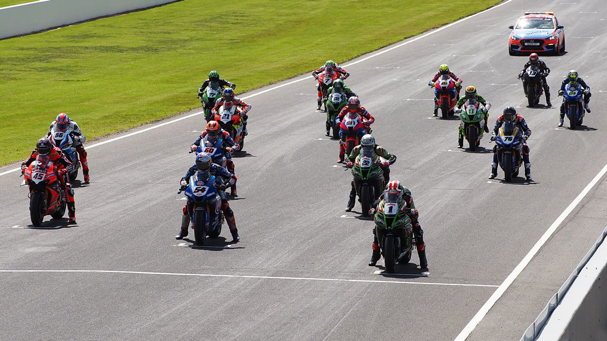 The starting grid for World Superbike Race Two at Phillip Island. Photo courtesy Dorna.