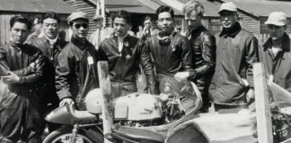 Honda's race team at the Isle of Man TT in 1959. Photo courtesy Honda Pro Racing.