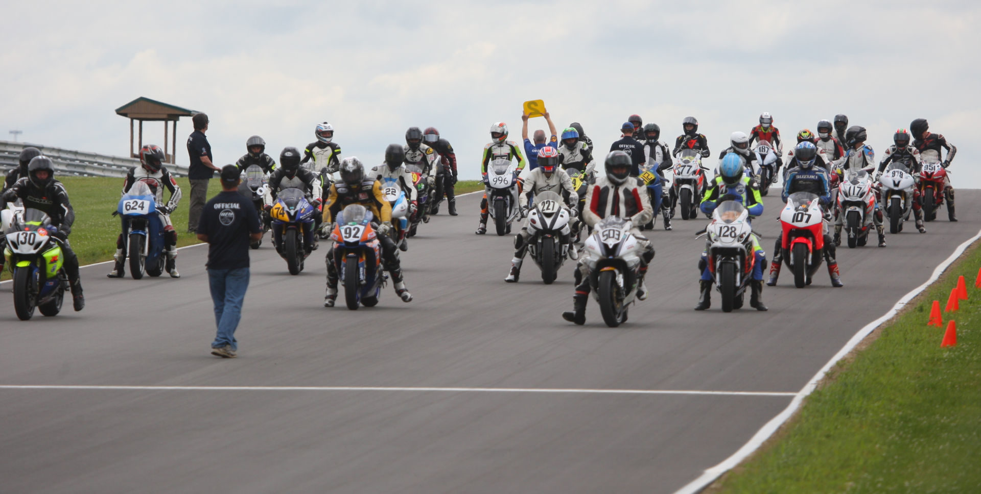 The grid prior to the start of a N2 Racing/WERA National Endurance race at Pittsburgh International Race Complex. Photo courtesy N2 Racing.