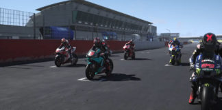 The starting grid for MotoGP virtual race five, at Silverstone Circuit. Image courtesy Dorna.