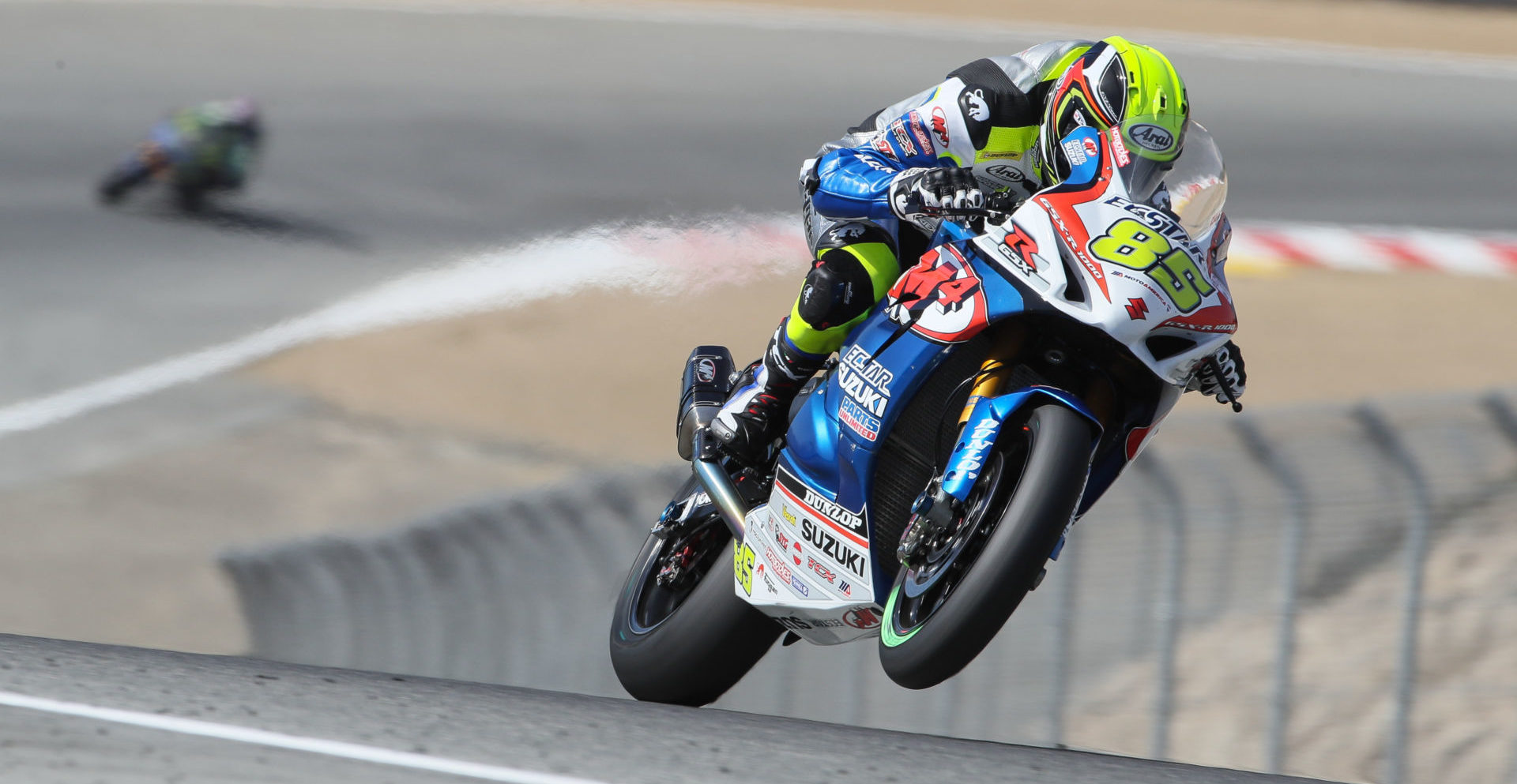 Jake Lewis (85) at speed during the MotoAmerica event at WeatherTech Raceway Laguna Seca in 2019. Photo by Brian J. Nelson.