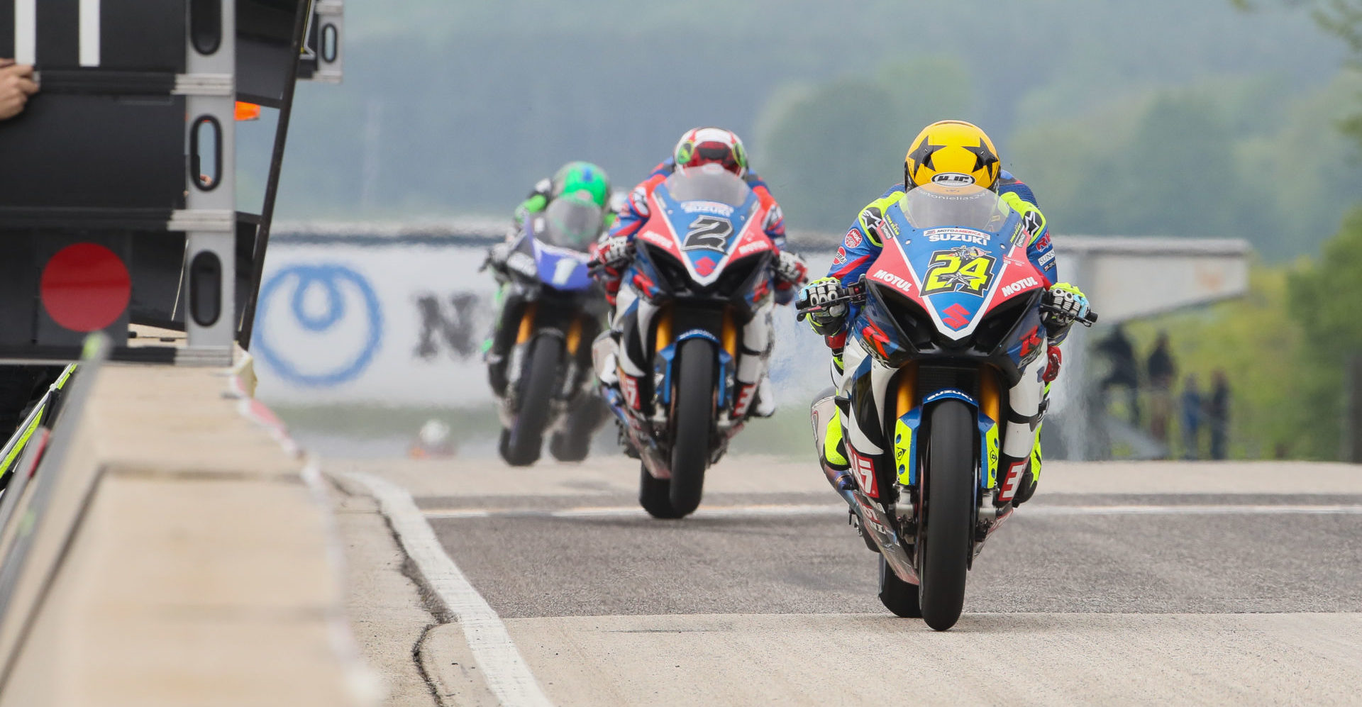 Action from MotoAmerica Superbike Race One at Road America in 2019. Photo by Brian J. Nelson.