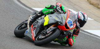 Brandon Paasch (21) at speed during the official MotoAmerica pre-season test at Barber Motorsports Park. Photo by Brian J. Nelson.