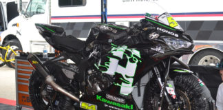 Richie Escalante's new HONOS-sponsored Kawasaki ZX-6R MotoAmerica Supersport racebike. Photo by David Swarts.