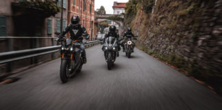 Energica's 2020-models (from left): the new Eva Ribelle, the Ego+, and the Eva EsseEsse9+. Photo by Marcello Mannoni, courtesy Energica.