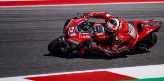 Ducati test rider Michele Pirro (51) competing as a wild card at Misano in 2019. Photo courtesy Ducati.