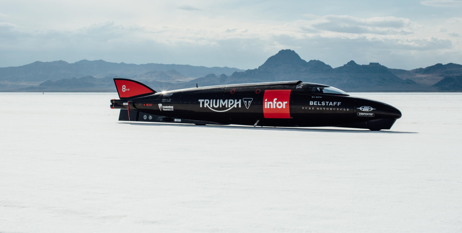 Triumph's land speed record streamliner motorcycle, circa 2016. Photo courtesy of Triumph.