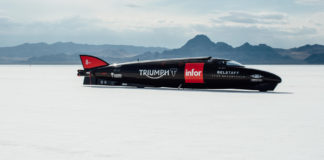 Triumph's land speed record streamliner motorcycle, circa 2016. Photo courtesy of Triumph.