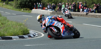 Peter Hickman (10) in action during the 2019 Isle of Man TT. Photo courtesy of Isle of Man TT Press Office.