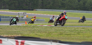 David Eulberg (72) leads a group of riders during a previous AHRMA event at New Jersey Motorsports Park. Photo by Kevin McIntosh, courtesy AHRMA.