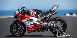 Leon Camier's Barni Racing Ducati Panigale V4 R World Superbike with a rendering of his new fuel tank. Photo courtesy Barni Racing.