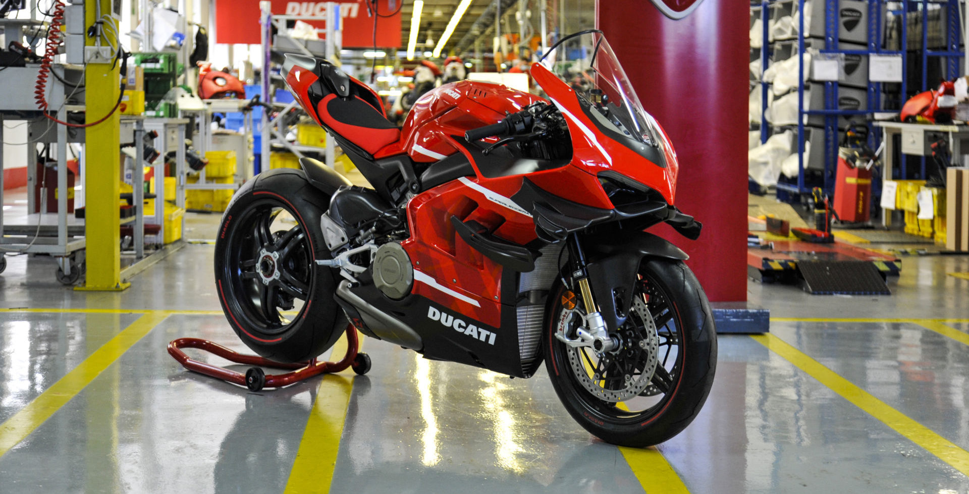 Ducati Superleggera V4 001 of 500 numbered units in the Ducati factory in Italy. Photo courtesy Ducati.