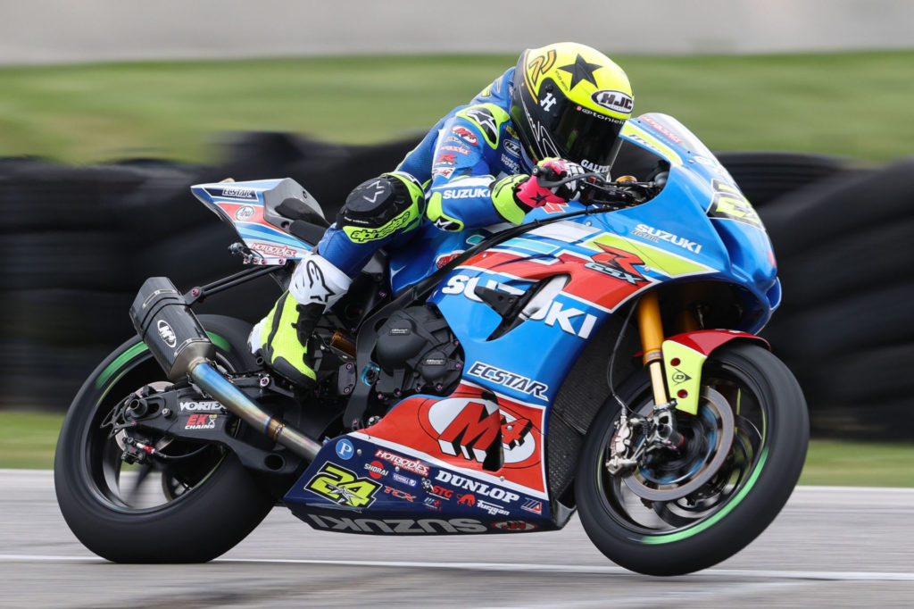 Toni Elias (24) during Race 2 at Road America. Photo by Brian J. Nelson, courtesy Suzuki Motor of America, Inc.