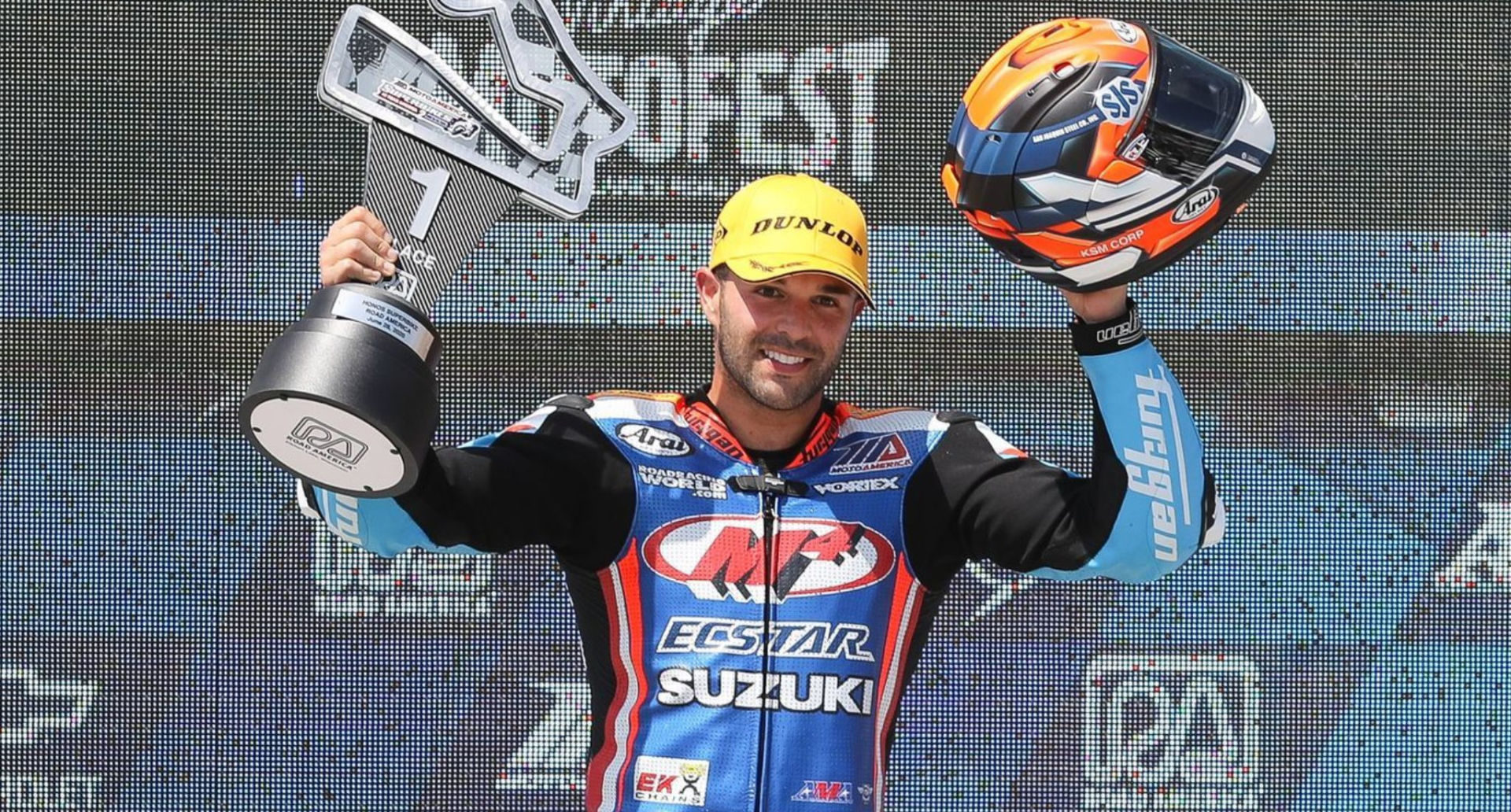 Bobby Fong won Superbike Race 2 at Road America #2 on his Suzuki GSX-R1000R. Photo by Brian J. Nelson, courtesy Suzuki Motor of America, Inc.