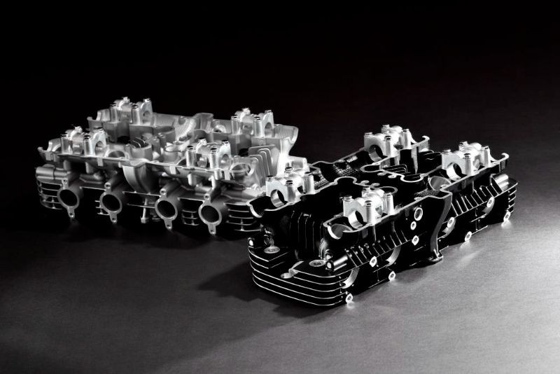 Reproduction Kawasaki cylinder heads. Photo courtesy Kawasaki Motors Corp., U.S.A.