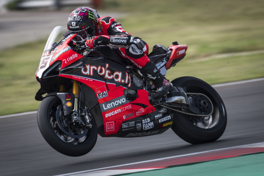 Scott Redding (45) at speed at Misano. Photo courtesy Ducati.