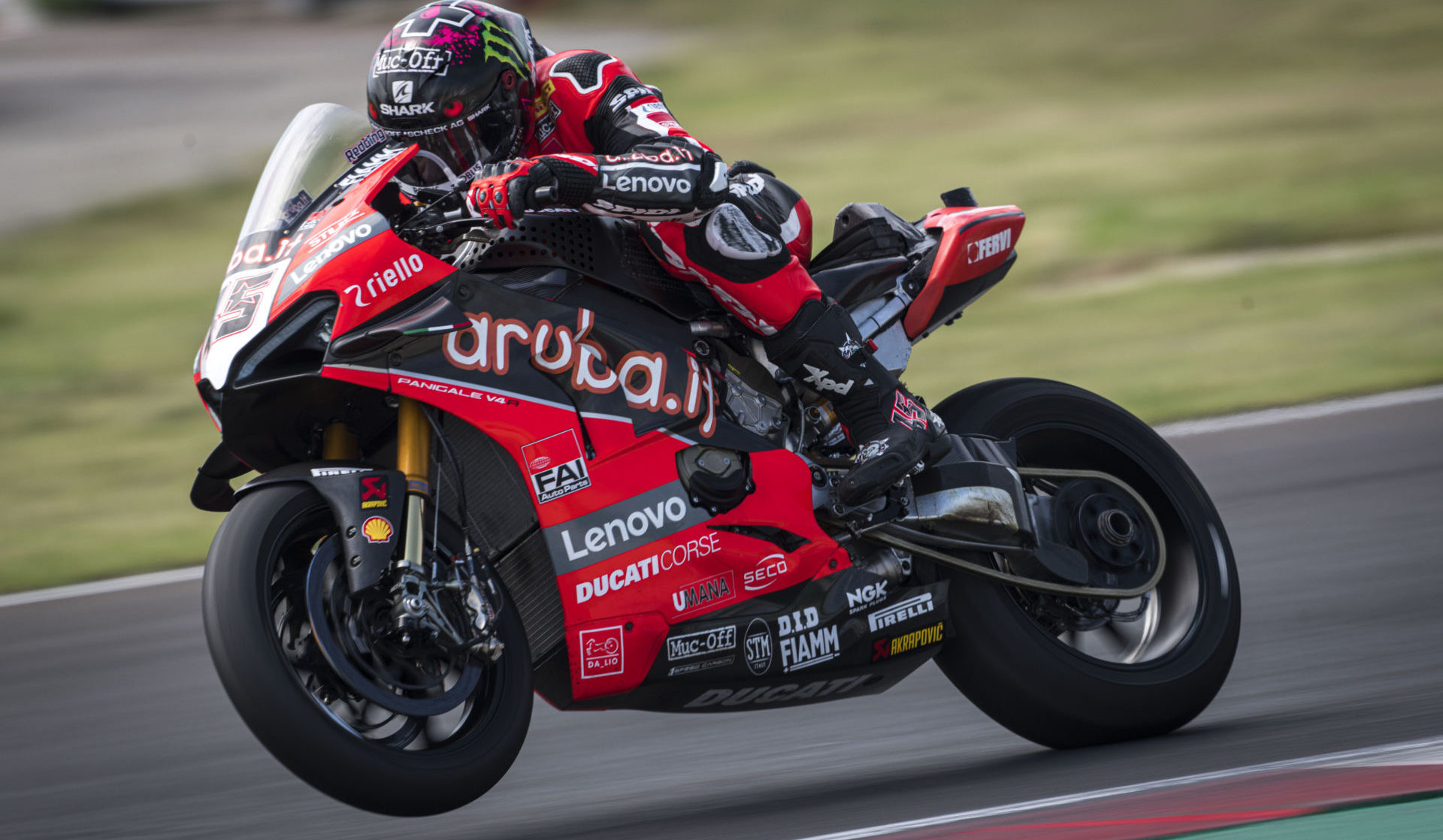 Scott Redding (45) at speed at Misano. Photo courtesy Ducati.