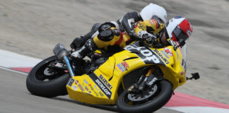 Chris Ulrich pilots the Dunlop M4 Suzuki Two-seat Superbike. Team Hammer has been operating the program for 20 years. Photo by Brian J Nelson.
