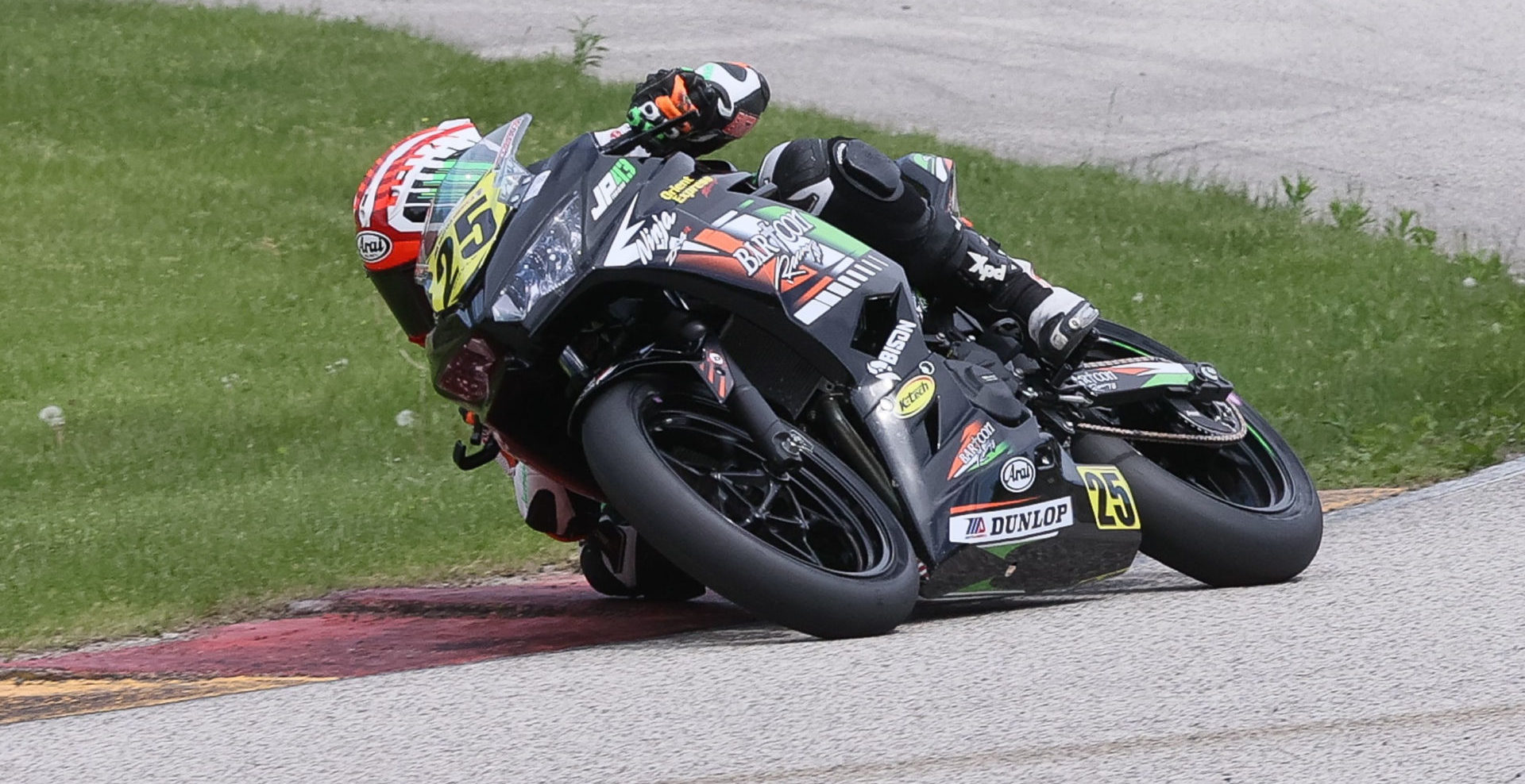 Dominic Doyle (25) at speed at Road America. Photo by Brian J. Nelson, courtesy MotoAmerica. Dominic Doyle (25) at speed at Road America. Photo by Brian J. Nelson, courtesy MotoAmerica.