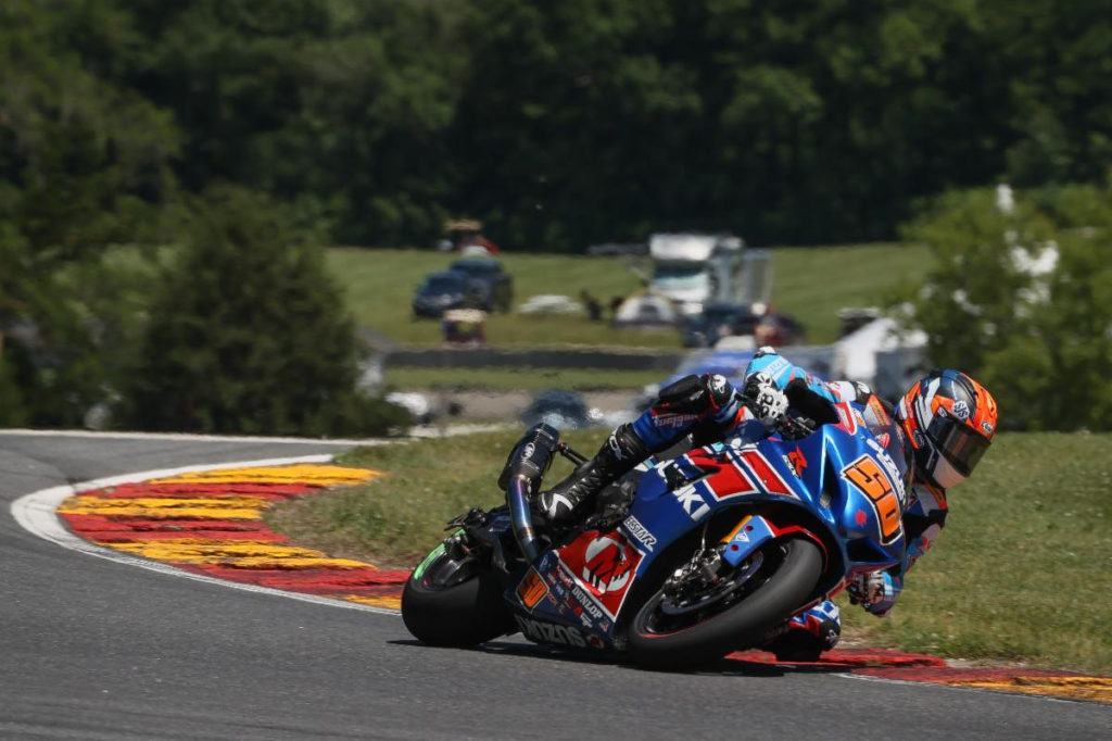 Bobby Fong (50) finished second in MotoAmerica Superbike Race 1 at Road America 2. Photo by Brian J Nelson, courtesy Team Hammer.