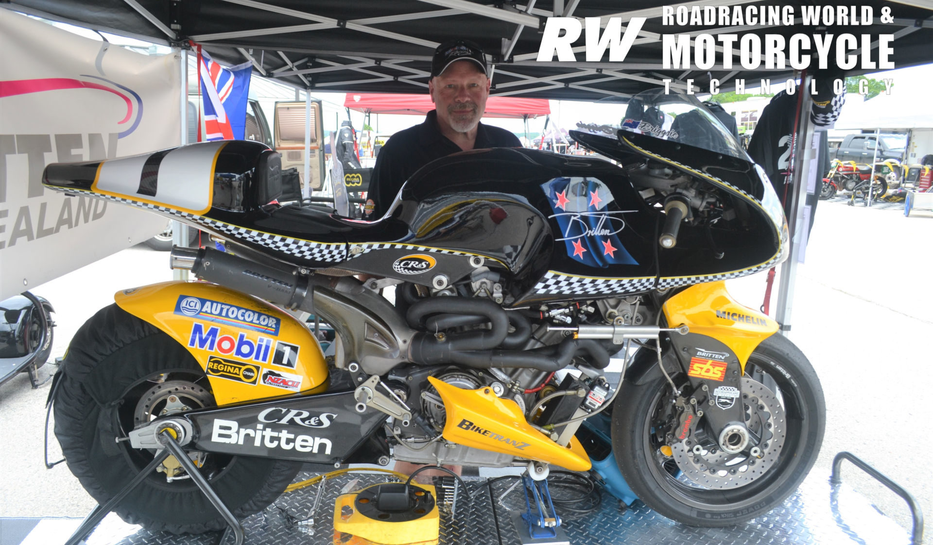 Bob Robbins with his 1994 Britten V1000 at Road America. Photo by David Swarts.