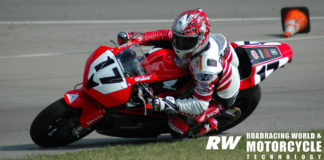 Miguel Duhamel (17), as seen testing his Honda CBR600RR AMA Pro Formula Xtreme racebike at Auto Club Speedway in 2007. Photo by David Swarts.