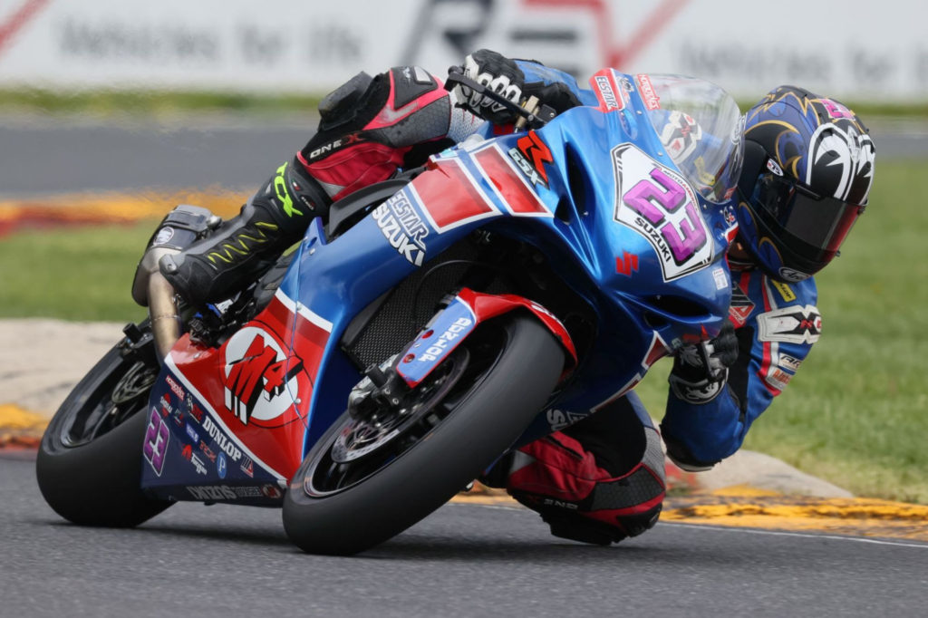Lucas Silva (23) logged a solid sixth-place finish on his Suzuki GSX-R600 in Race 2. Photo by Brian J. Nelson, courtesy Suzuki Motor of America Inc.