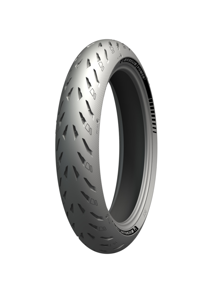 A Michelin Power 5 front tire. Photo courtesy Michelin North America.