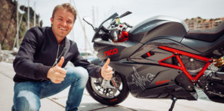 Nico Rosberg and his Energica Ego electric sportbike. Photo courtesy Energica.