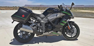 A 2020-model Kawasaki Ninja 1000SX at the west rim of the Grand Canyon. Photo by Michael Gougis.