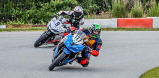 Alex Vaipan (177) took the top spot ahead of Bret Shardein (9) in the Motogladiator Ninja 400 Race at NC Bike. Photo by Joshua Barnett/Apex Pro Photography, courtesy Motogladiator.