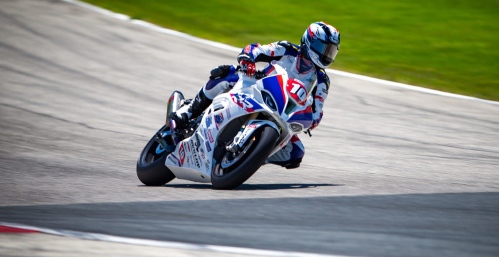 Travis Wyman (10) at speed. Photo by by BrockImaging, courtesy Travis Wyman Racing.