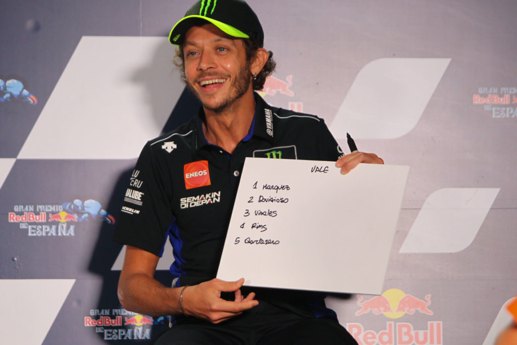 Valentino Rossi answered two important questions - what might the Championship order look like this year, and whether he'll be back in 2021. The former answer is above, the latter answer sounded pretty sure. Photo courtesy Dorna.