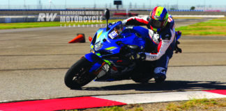 Chris Ulrich aboard a Suzuki GSX-R1000 fitted with Pirelli Diablo Supercorsa TD tires during a Fastrack Riders day at Auto Club Speedway. Photo by Caliphotography.com.