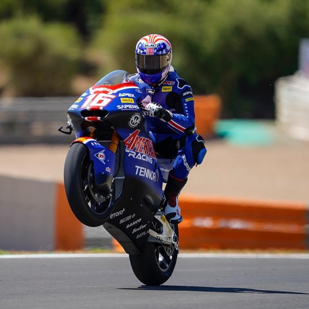 American Joe Roberts (16) in action Wednesday at Jerez. Photo courtesy American Racing Team.