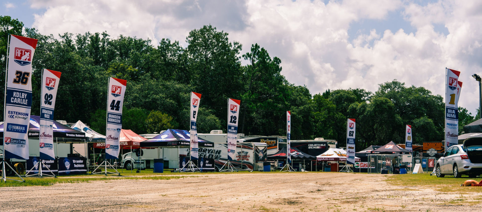 The American Flat Track paddock at Volusia Speedway Park, in Florida. Photo courtesy AFT.