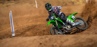 A 2021 Kawasaki KX250 in action. Photo courtesy Kawasaki Motors Corp., U.S.A.